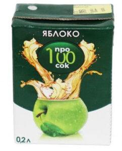 Нектар яблочный ТМ ПРО100сок в упаковке 0,2 л 